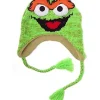 Caps & Mützen*BioworldMerch Sesamstraße Oskar aus der Tonne Mütze Kinder Beanie mit Zöpfen KC148220SES Grün