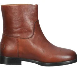 Boots & Stiefel*SHABBIES Amsterdam Damen Echtleder Schlupf-Stiefelette rustikale Herbst-Schuhe 181020174 Cognac-Braun