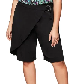 Große Größen|Röcke*sheego Damen Hosenrock in Wickeloptik Bermuda-Short Große Größen 135565 Schwarz