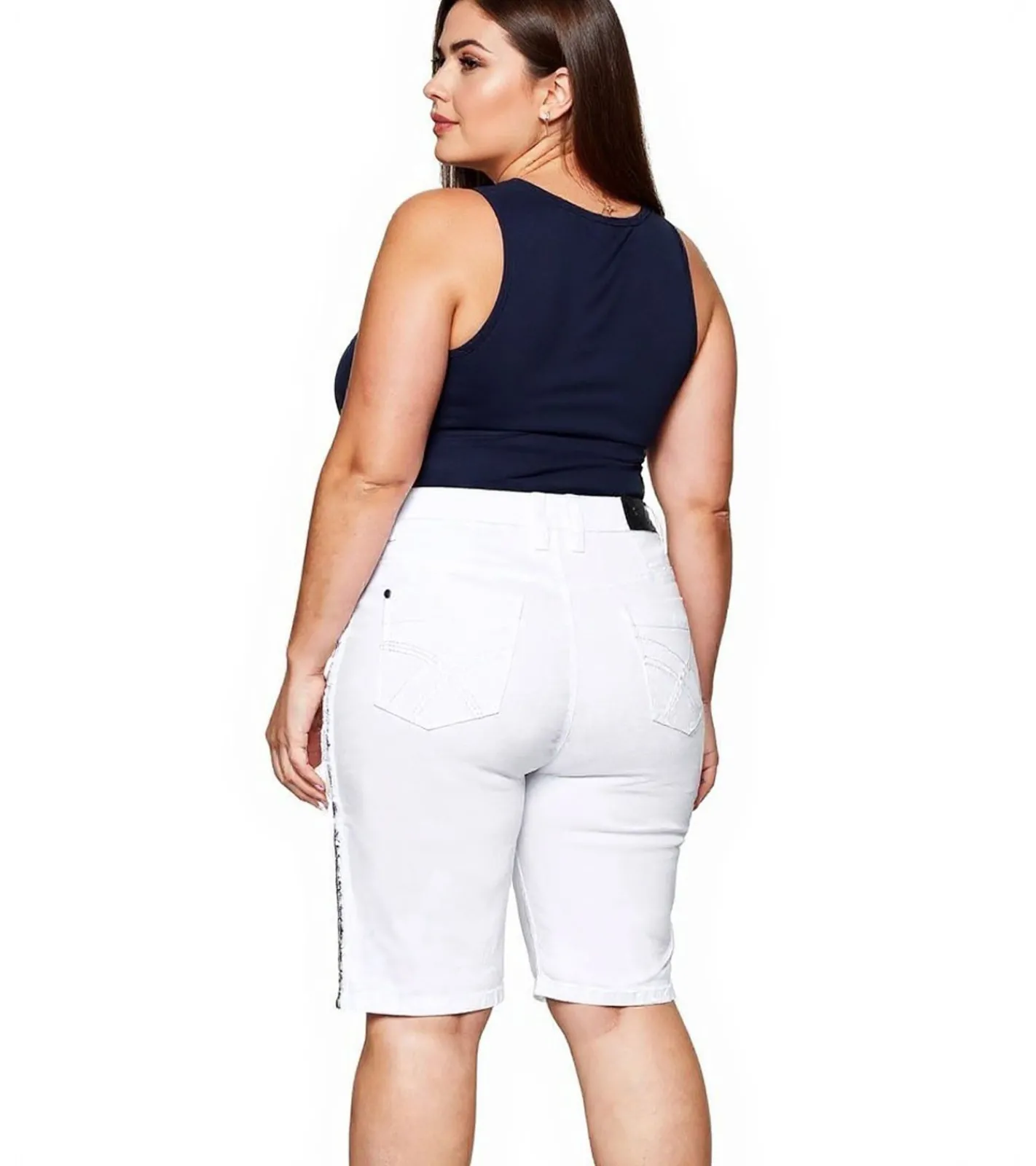 Große Größen|Shorts & Bermudas*sheego Damen Jeans-Short stylische Denim-Hose Baumwoll-Hose Große Größen 135429 Weiß