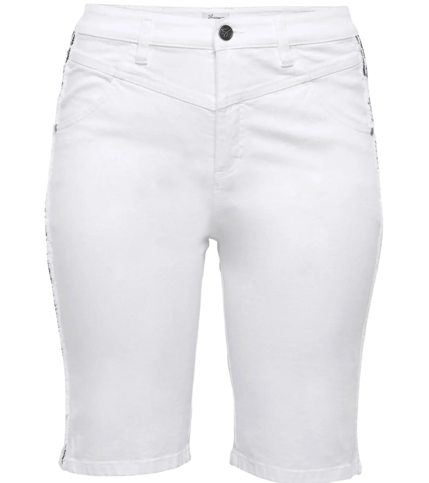 Große Größen|Shorts & Bermudas*sheego Damen Jeans-Short stylische Denim-Hose Baumwoll-Hose Große Größen 135429 Weiß