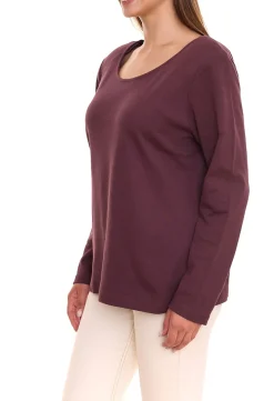Tops & T-Shirts*sheego Damen Langarm-Shirt mit Schulterpads Baumwoll-Shirt Große Größen 83141242 Bordeaux-Rot