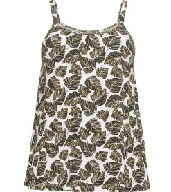 Fitnessmode & Jogginghosen|Tops & T-Shirts*sheego Damen Sommer Top mit Blätter-Muster Große Größen 64144056 Beige/Grün