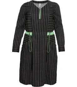 Große Größen|Kleider*sheego Damen Sommer-Kleid knielanges Kleid mit Eingrifftaschen Große Größen Langarm 89135290 Schwarz