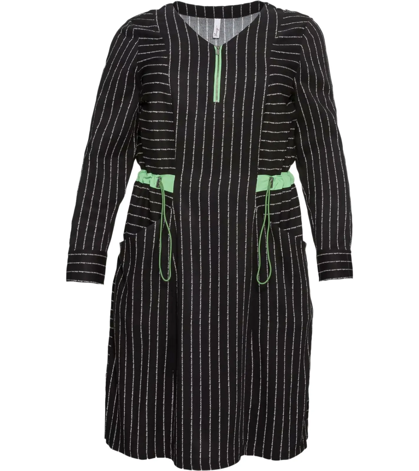 Große Größen|Kleider*sheego Damen Sommer-Kleid knielanges Kleid mit Eingrifftaschen Große Größen Langarm 89135290 Schwarz