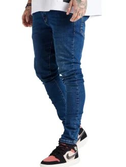 Jeans & Hosen*Sik Silk Denim Slim Fit Schmal geschnittene Jeans blau