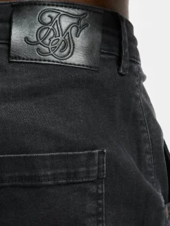 Jeans & Hosen*Sik Silk Distressed Denims Slim Fit Schmal geschnittene Jeans schwarz