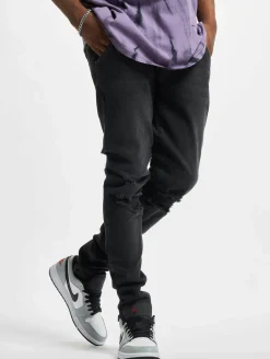 Jeans & Hosen*Sik Silk Distressed Denims Slim Fit Schmal geschnittene Jeans schwarz