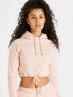 Sweater & Pullover*Sik Silk Essential Kurzer Hoodie rosa