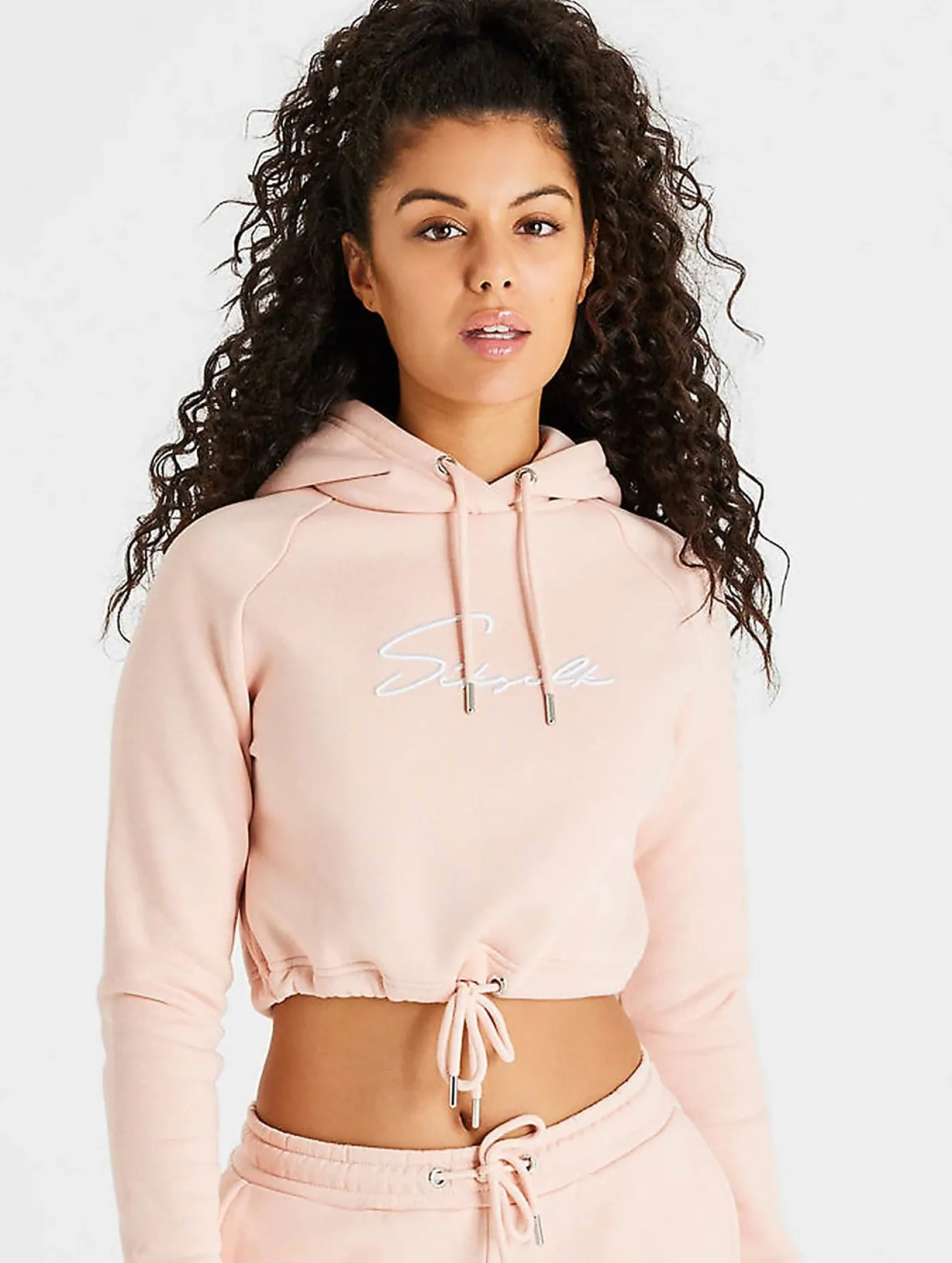 Sweater & Pullover*Sik Silk Essential Kurzer Hoodie rosa