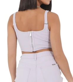 Tops & T-Shirts*Sixth June Corset Strap Damen Crop Top stylisches Sommer-Shirt Tank-Top W33749ETO Violett