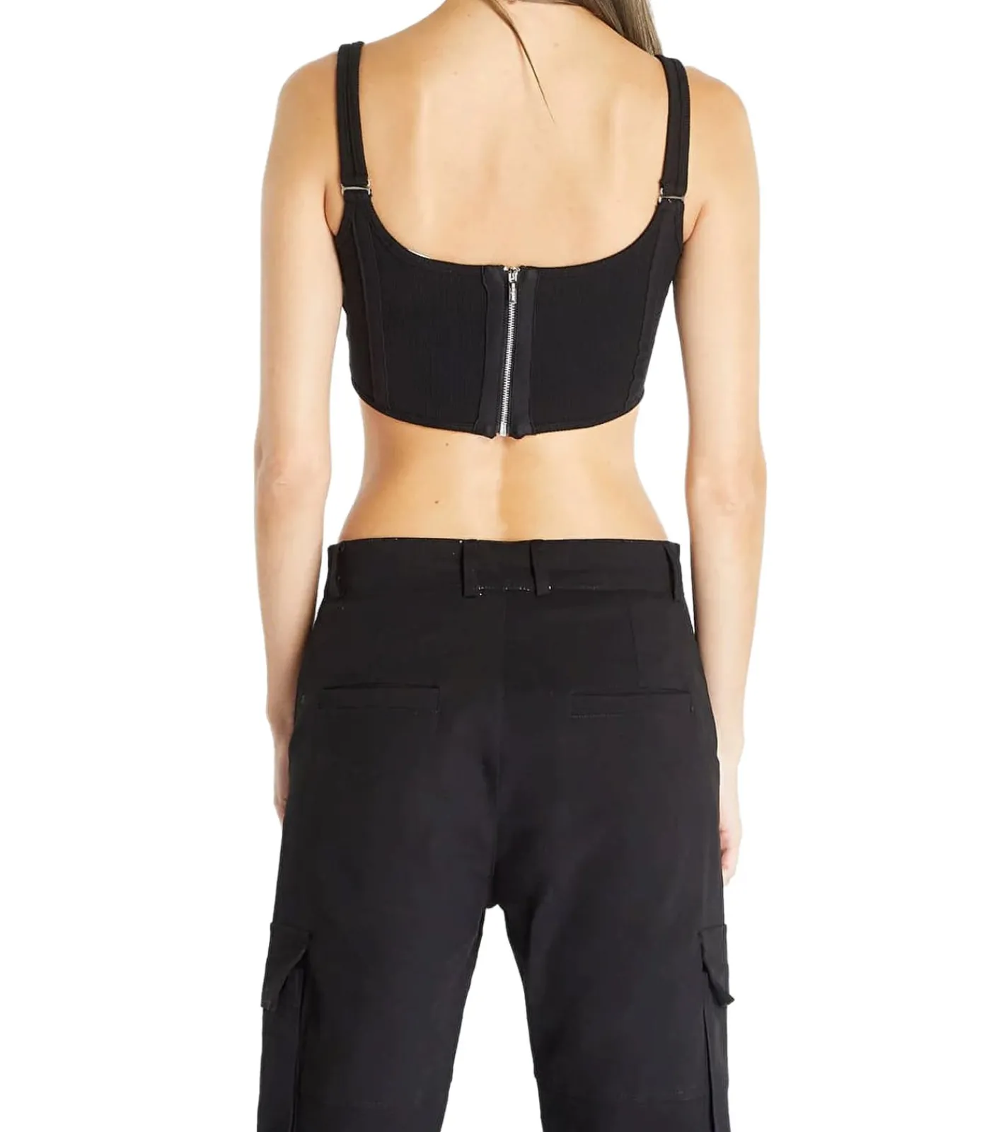 Tops & T-Shirts*Sixth June Corset Strap Damen Crop Top stylisches Sommer-Shirt Tank-Top W33749KTO Schwarz