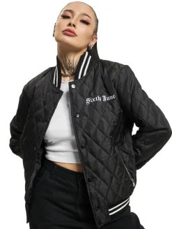 Mäntel & Jacken*Sixth June Crew Wattierte Collegejacke Schwarz