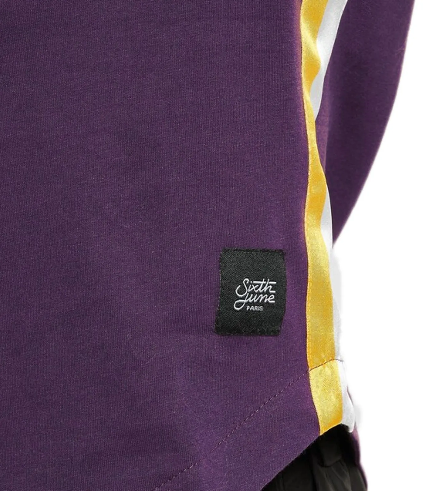 Tops & T-Shirts*Sixth June Damen Baumwoll-Shirt mit farbigen Streifen Rundhals-Shirt T-Shirt W3136KTS Dunkel-Lila/Weiß/Gelb