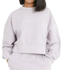 Sweater & Pullover*Sixth June Damen Crop-Pullover mit Stickerei Rundhals-Pullover Langarm-Shirt W33810ESW Flieder