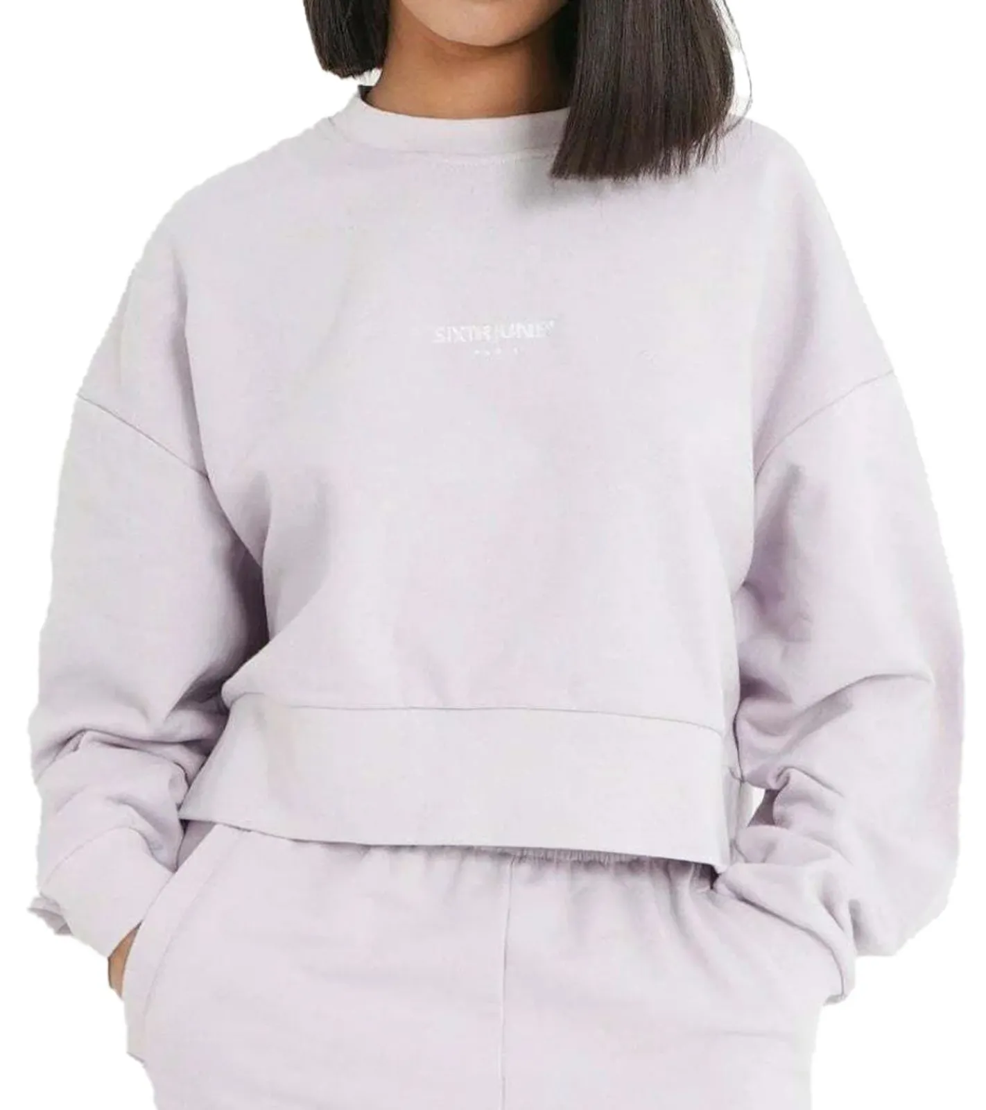 Sweater & Pullover*Sixth June Damen Crop-Pullover mit Stickerei Rundhals-Pullover Langarm-Shirt W33810ESW Flieder