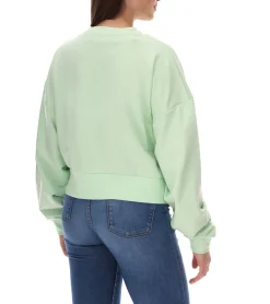 Sweater & Pullover*Sixth June Damen Crop-Pullover mit Stickerei Rundhals-Pullover Langarm-Shirt W33810ESW Mintgrün