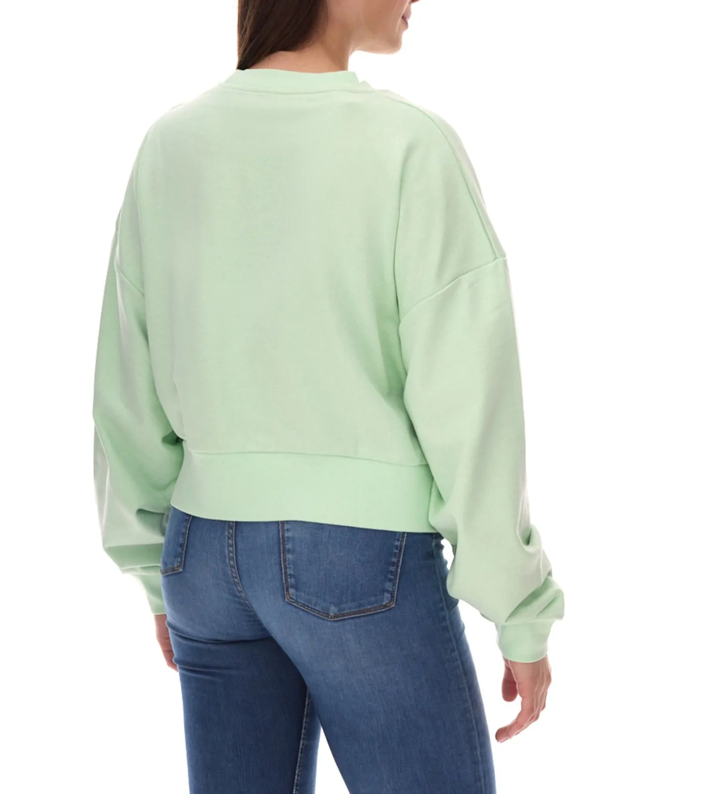 Sweater & Pullover*Sixth June Damen Crop-Pullover mit Stickerei Rundhals-Pullover Langarm-Shirt W33810ESW Mintgrün
