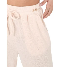 Fitnessmode & Jogginghosen*Sixth June Damen Jogger Homewear grobsichtige Chill-Hose Jogging-Hose W33823KPA Beige