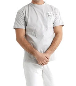 T-Shirts & Tank Tops*Sixth June Embroidered Heart Logo Herren T-Shirt mit gesticktem Herz und abnehmbarer Metallnadel Baumwoll-Shirt Rundhals-Shirt 43117 Grau