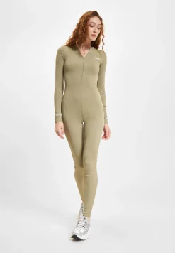 Jumpsuits*Sixth June Figurbetonter Jumpsuit mit Rippenmuster, Khaki