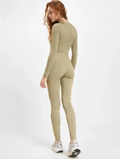 Jumpsuits*Sixth June Figurbetonter Jumpsuit mit Rippenmuster, Khaki