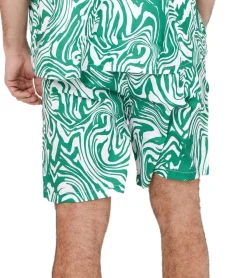 Nachtwäsche & Bademode|Shorts & Bermudas*Sixth June Herren Bade-Shorts Bade-Hose mit psychedelischem Print Bademode Sommer-Shorts M23688PST Grün/Weiß