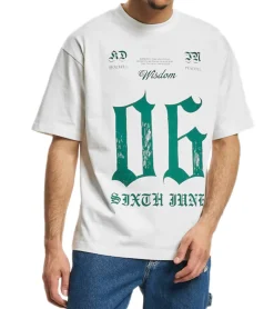 T-Shirts & Tank Tops*Sixth June Herren Baumwoll-Shirt mit Grafik-Print T-Shirt Kurzarm-Shirt M23737ETS-OFFW Weiß/Grün