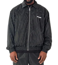 Jacken & Mäntel*Sixth June Herren Übergangs-Jacke mit Glanzeffekt Frühlings-Jacke mit gewelltem Steppstoff M12672VJA Schwarz