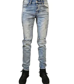Jeans & Hosen*Sixth June Herren Denim-Hose Slim Fit Baumwoll-Hose Skinny Freizeit-Jeans Alltags-Hose M2871HDE Blau