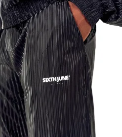 Jogginghosen & Fitnessmode*Sixth June Herren glänzende Jogging-Hose Freizeit-Jogger Homewear M12673VPA Schwarz