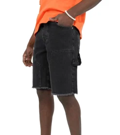 Shorts & Bermudas*Sixth June Herren Jeans-Shorts kurze Baumwoll-Shorts Denim-Hose M23559AST Schwarz