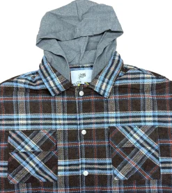 Jacken & Mäntel*Sixth June Herren Schottenkaro-Jacke in Oversized Übergangs-Jacke mit Kapuze im Allover Karo-Muster Frühlings-Jacke N22417MOWDBRO Braun/Bunt