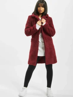 Mäntel & Jacken|Jacken & Mäntel*Sixth June Langer Sherpa-Mantel in Burgunderrot