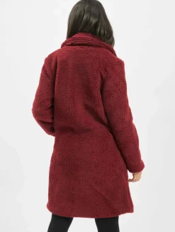 Mäntel & Jacken|Jacken & Mäntel*Sixth June Langer Sherpa-Mantel in Burgunderrot