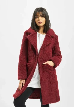 Mäntel & Jacken|Jacken & Mäntel*Sixth June Langer Sherpa-Mantel in Burgunderrot