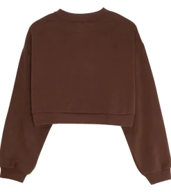 Sweater & Pullover*Sixth June Signature Damen Cropped-Pullover mit großer Signatur-Stickerei Rundhals-Sweater 32557 Braun