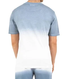 T-Shirts & Tank Tops*Sixth June Sooner Than You Think Herren Baumwoll-Shirt mit Farbverlauf Rundhals-Shirt T-Shirt Kurzarm-Shirt 22184 Blau/Weiß