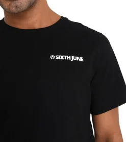 T-Shirts & Tank Tops*Sixth June Youth Culture Herren T-Shirt mit Flammen und Globus-Rückenprint Rundhals-Shirt Kurzarm-Shirt 23331 Schwarz