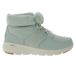 Boots & Stiefel*Skechers Damen Glacial Ultra Trend Up Ankle-Boots mit Ultra Go-Dämpfung Winter-Schuhe mit Air Cooled-Goga Mat 144194 Türkis/Blau oder Oliv-Grün