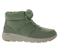 Boots & Stiefel*Skechers Damen Glacial Ultra Trend Up Ankle-Boots mit Ultra Go-Dämpfung Winter-Schuhe mit Air Cooled-Goga Mat 144194 Oliv-Grün