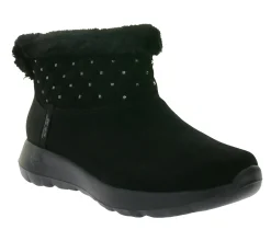 Ballerinas & Slipper|Boots & Stiefel*Skechers Hands Free Slip-ins On-The-Go Joy-Cozy Shimmer Damen Schlupf-Stiefelette mit Air-Cooled Memory-Foam Slip-On Winter-Schuhe mit Scotchgard 144816 Schwarz