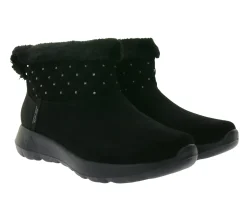 Ballerinas & Slipper|Boots & Stiefel*Skechers Hands Free Slip-ins On-The-Go Joy-Cozy Shimmer Damen Schlupf-Stiefelette mit Air-Cooled Memory-Foam Slip-On Winter-Schuhe mit Scotchgard 144816 Schwarz oder Braun