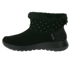 Ballerinas & Slipper|Boots & Stiefel*Skechers Hands Free Slip-ins On-The-Go Joy-Cozy Shimmer Damen Schlupf-Stiefelette mit Air-Cooled Memory-Foam Slip-On Winter-Schuhe mit Scotchgard 144816 Schwarz oder Braun