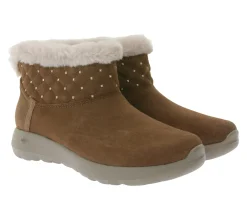 Ballerinas & Slipper|Boots & Stiefel*Skechers Hands Free Slip-ins On-The-Go Joy-Cozy Shimmer Damen Schlupf-Stiefelette mit Air-Cooled Memory-Foam Slip-On Winter-Schuhe mit Scotchgard 144816 Schwarz oder Braun