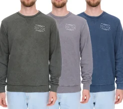 Pullover & Sweater*SKY REBEL Herren Rundhals-Pullover Baumwoll-Sweater im Antik-Look H10068C21372A Dunkelblau, Grün oder Grau