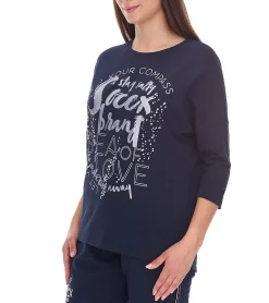 Sweater & Pullover*SOCCX Damen Oversized Sweatshirt mit Rundhals-Ausschnitt Alltags-Pulli SCU-2100-3772 Blau