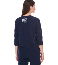 Sweater & Pullover*SOCCX Damen Oversized Sweatshirt mit Rundhals-Ausschnitt Alltags-Pulli SCU-2100-3772 Blau