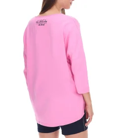 Sweater & Pullover*SOCCX Damen Oversized Sweatshirt mit Rundhals-Ausschnitt Alltags-Pulli SCU2100-3772 Rosa
