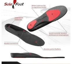 Schuhzubehör & Schuhpflege|Sportausrüstung*SoleFoot Einlegesohlen ideal für jeden Tag Einlagen Hi-Performance Schuheinlage Comfort Black Deluxe Edition Schwarz/Rot